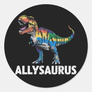 Allysaurus LGBT Dinosaurus Regenboog Vlag Ally LGB Ronde Sticker