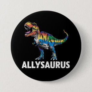 Allysaurus LGBT Dinosaurus Regenboogvlag Ally LGBT Ronde Button 7,6 Cm