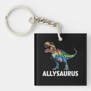 Allysaurus LGBT Dinosaurus Regenboogvlag Ally LGBT Sleutelhanger