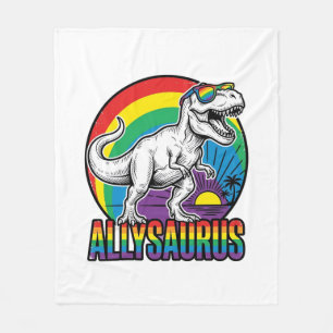 Allysaurus Regenboog Dinosaurus Vintage T-Shirt On Fleece Deken