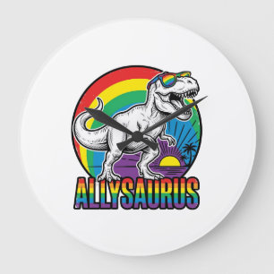 Allysaurus Regenboog Dinosaurus Vintage T-Shirt On Grote Klok