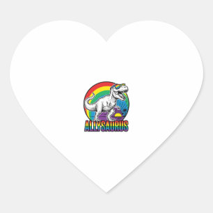 Allysaurus Regenboog Dinosaurus Vintage T-Shirt On Hart Sticker