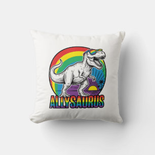 Allysaurus Regenboog Dinosaurus Vintage T-Shirt On Kussen