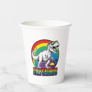 Allysaurus Regenboog Dinosaurus Vintage T-Shirt On Papieren Bekers