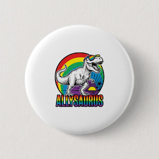 Allysaurus Regenboog Dinosaurus Vintage T-Shirt On Ronde Button 5,7 Cm