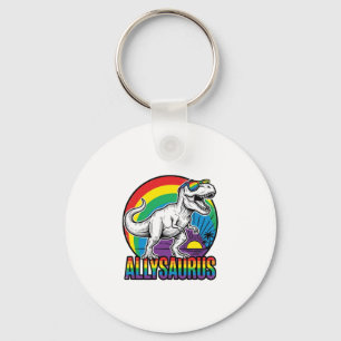 Allysaurus Regenboog Dinosaurus Vintage T-Shirt On Sleutelhanger
