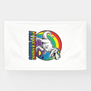 Allysaurus Regenboog Dinosaurus Vintage T-Shirt On Spandoek