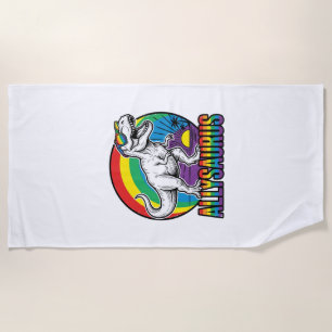 Allysaurus Regenboog Dinosaurus Vintage T-Shirt On Strandlaken