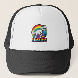 Allysaurus Regenboog Dinosaurus Vintage T-Shirt On Trucker Pet