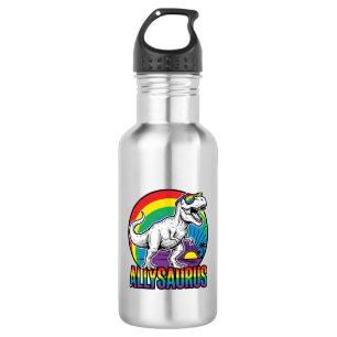 Allysaurus Regenboog Dinosaurus Vintage T-Shirt On Waterfles