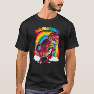 Allysaurus Rex Dinosaur Rainbows LGBT Gay Pride Fl T-shirt