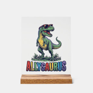 Allysaurus Vintage Dinosaurus Zonnebril Shirt Ontw Acryl Bord