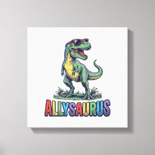 Allysaurus Vintage Dinosaurus Zonnebril Shirt Ontw Canvas Afdruk
