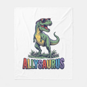 Allysaurus Vintage Dinosaurus Zonnebril Shirt Ontw Fleece Deken