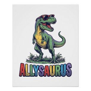 Allysaurus Vintage Dinosaurus Zonnebril Shirt Ontw Perfect Poster
