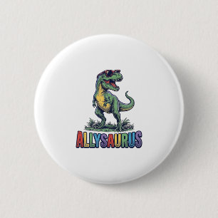 Allysaurus Vintage Dinosaurus Zonnebril Shirt Ontw Ronde Button 5,7 Cm