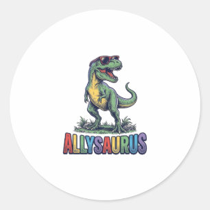 Allysaurus Vintage Dinosaurus Zonnebril Shirt Ontw Ronde Sticker
