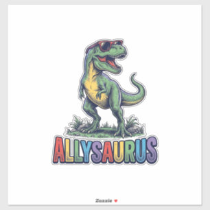Allysaurus Vintage Dinosaurus Zonnebril Shirt Ontw Sticker