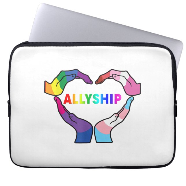 Allyship Heart LGBT Support Protect Kids Rainbow F Laptop Sleeve (Voorkant)