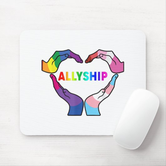 Allyship Heart LGBT Support Protect Kids Rainbow F Muismat (Met muis)