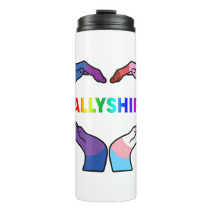 Allyship Heart LGBT Support Protect Kids Rainbow F Thermosbeker