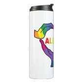 Allyship Heart LGBT Support Protect Kids Rainbow F Thermosbeker (Gedraaid links)