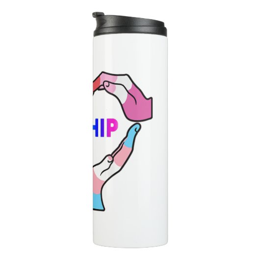 Allyship Heart LGBT Support Protect Kids Rainbow F Thermosbeker (Geroteerd rechts)