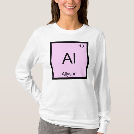 Allyson Name Chemistry Element Periodic Table T-shirt (Voorkant)