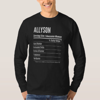 Allyson Nutritionele Facts Serving Size Cel T-shirt