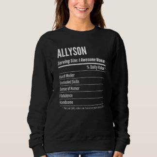 Allyson Nutritionele Facts Serving Size Cel Trui