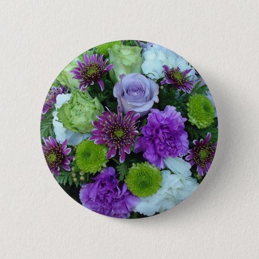 Alma Bloeit Paarse Boeket Ronde Button 5,7 Cm (Voorkant)