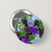 Alma Bloeit Paarse Boeket Ronde Button 5,7 Cm (Voorkant /achterkant)