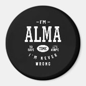 Alma Persoonlijke naam Birthday Magneet (Voorkant)