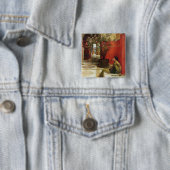 Alma-Tadema | An Oleander, 1882 Vierkante Button 5,1 Cm (In situ)