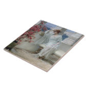 Alma-Tadema | Haar ogen zijn bij haar gedachten? Tegeltje (Zijkant)