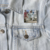 Alma-Tadema | Haar ogen zijn bij haar gedachten? Vierkante Button 5,1 Cm (In situ)