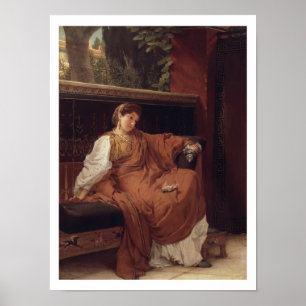 Alma-Tadema   Lesbia die over een Sparrow rijdt Poster