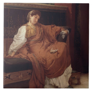 Alma-Tadema Lesbia die over een Sparrow rijdt Tegeltje