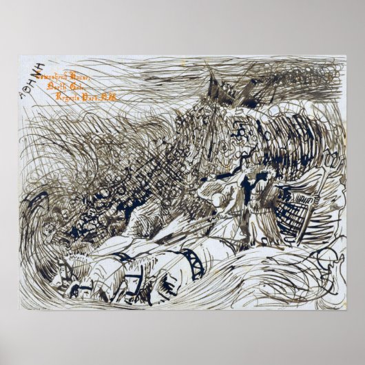 Alma-Tadema - zinkend stoomschip en Neptunus in wa Poster (Voorkant)