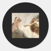 Almachtige slap grappige kat God Schepping van Ada Ronde Sticker (Voorkant)
