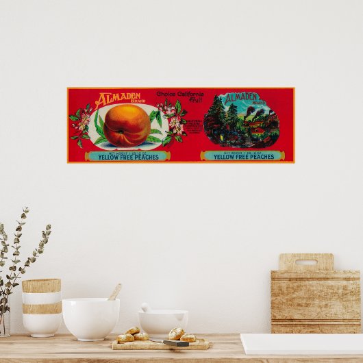 Almaden Peach Label Poster (Keuken)