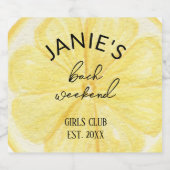 Almafi Citroen Bachelorette Feest | Bruids Pin/ Sparkling Wijnetiket (Enkel label)