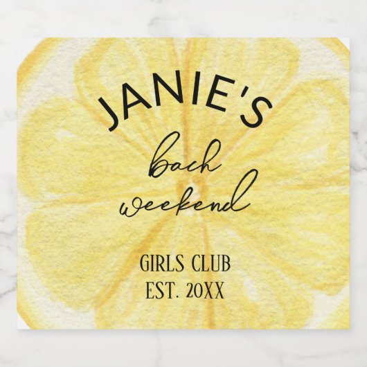 Almafi Lemon Bachelorette Party | Bruidspeld/ Sparkling Wijnetiket (Enkel label)