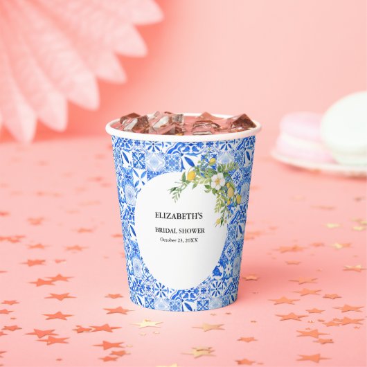 ALmafie Coast Mediterraans Citroen Tegels Bruiloft Papieren Bekers (Insitu)