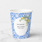 ALmafie Coast Mediterraans Citroen Tegels Bruiloft Papieren Bekers (Achterkant)