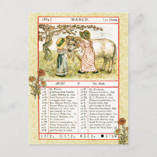 Almanac, maart 1884. Aries, de Ram Briefkaart