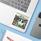 Almanor California 3 inch Vinyl Sticker (Laptop met iPhone)