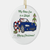 ALMC-Santa's Sleigh-Blue Keramisch Ornament (Rechts)