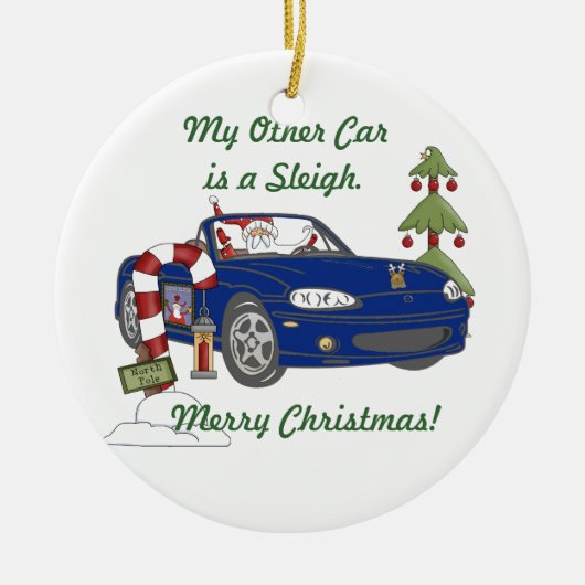 ALMC-Santa's Sleigh-Blue Keramisch Ornament (Voorkant)