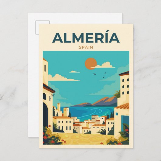 Almeria Spanje  Illustratie Reizen Briefkaart (Voorkant / Achterkant)